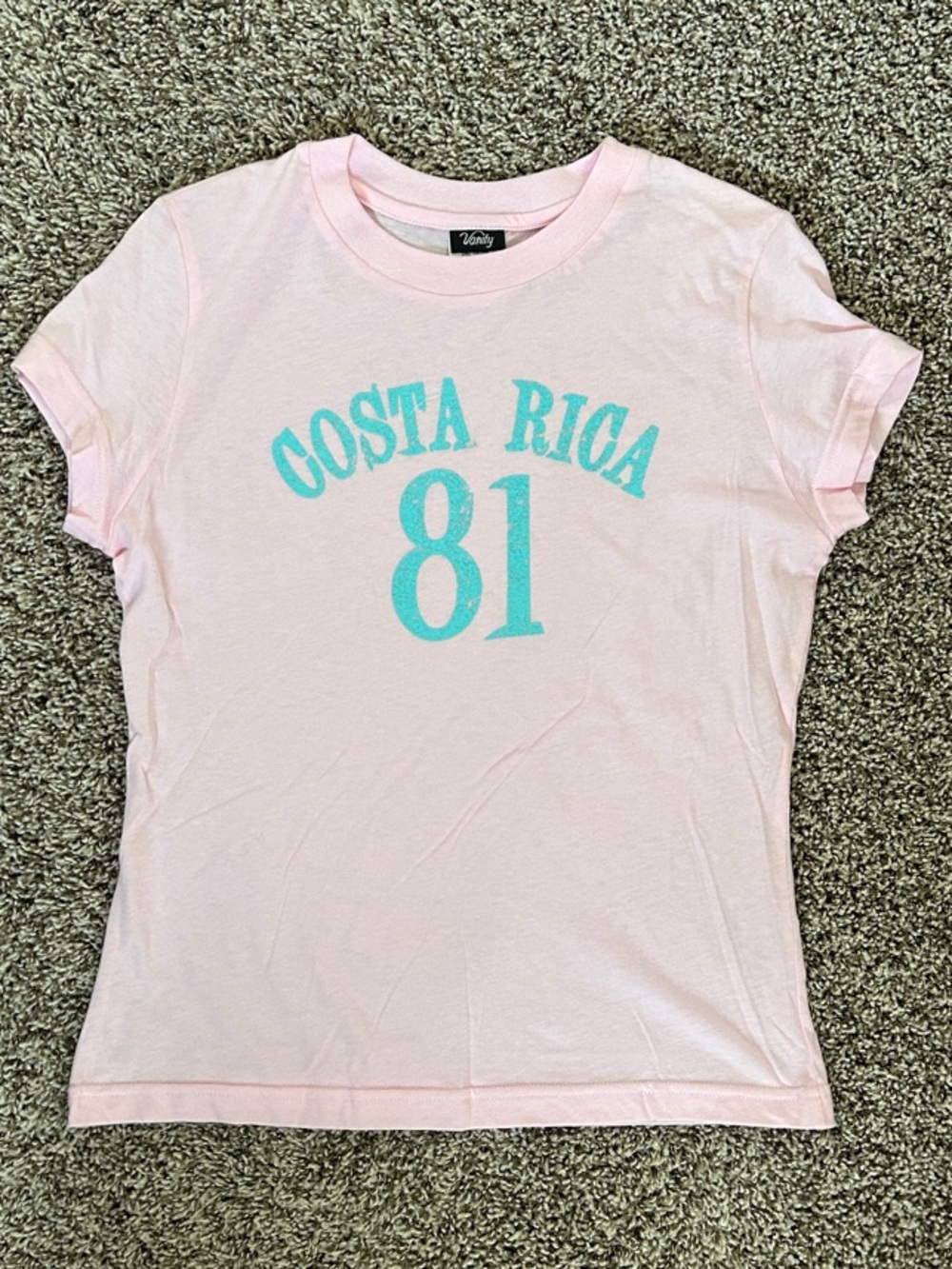 NWOT Vintage Vanity Pale Pink Costa Rica '81 Graphic Tee 100% Cotton - Size L